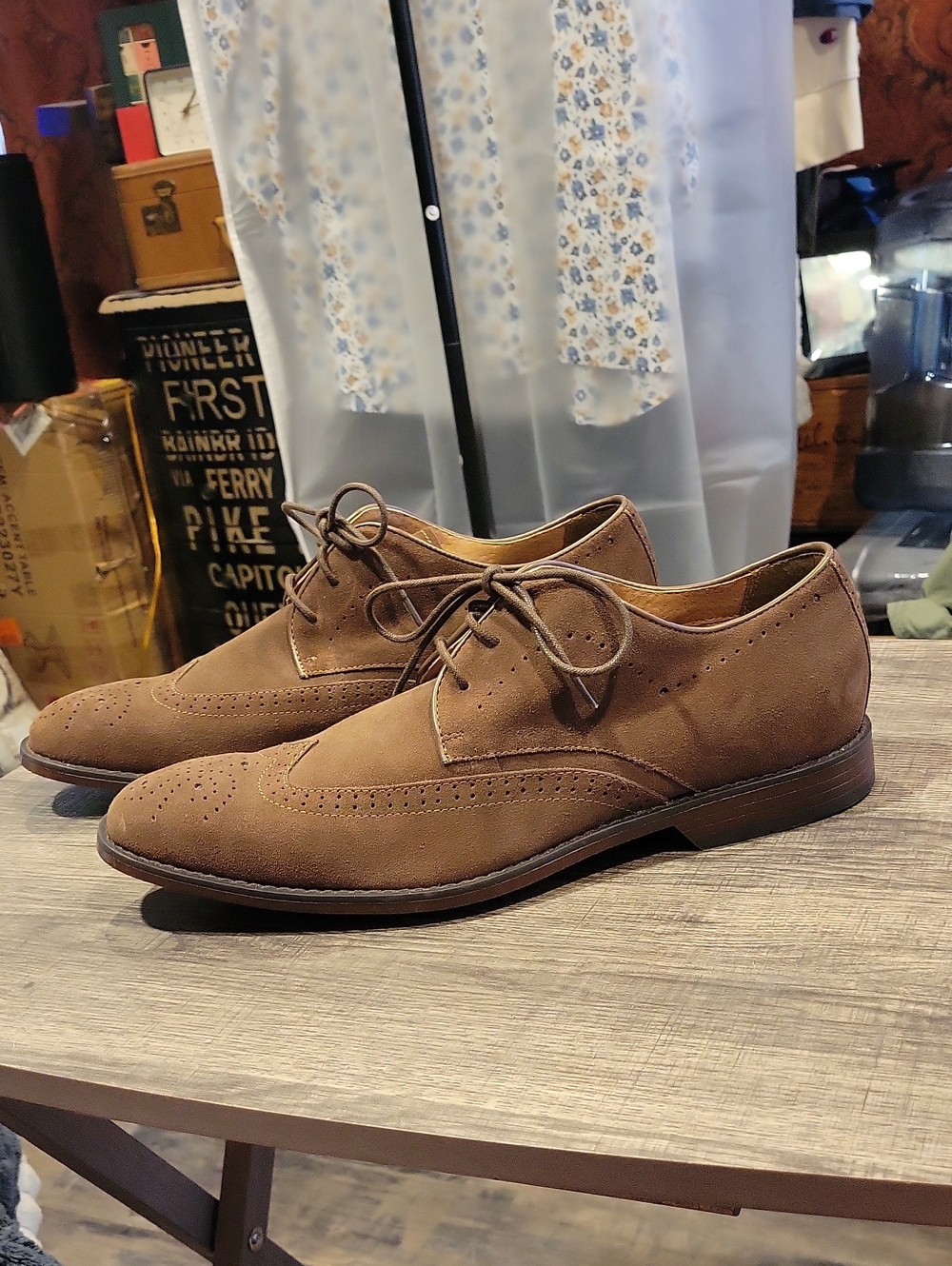 Stacy Adams Dalton Chocolate Suede Leather Wing Tips,Sz. 11 Med.NWT